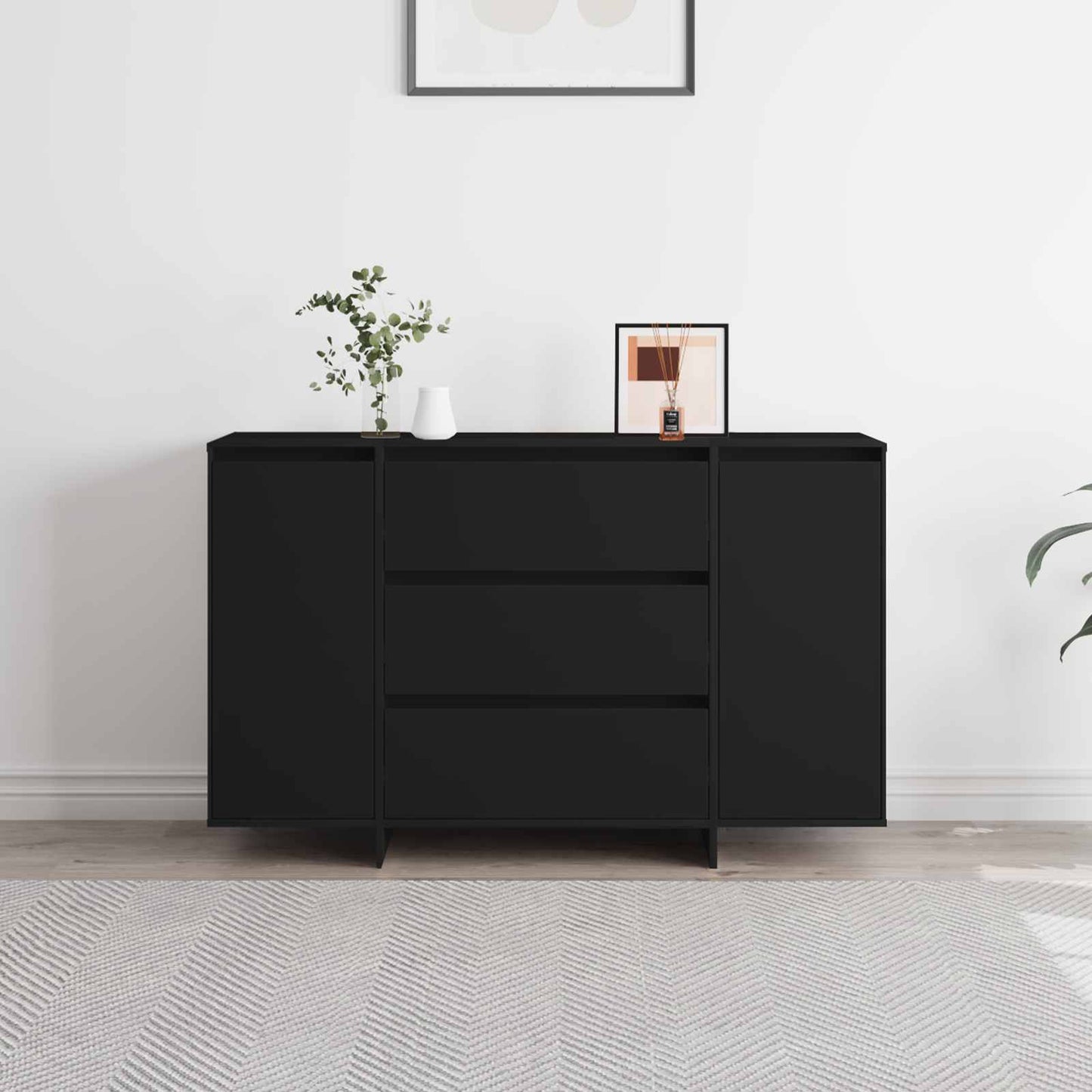 Sideboard with Drawer Black 120 x 41 x 75 cm Engineered Wood