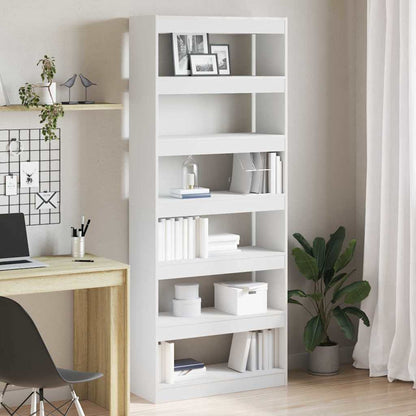 Book Cabinet 6-Tier 80 x 30 x 198 cm Engineered Wood White