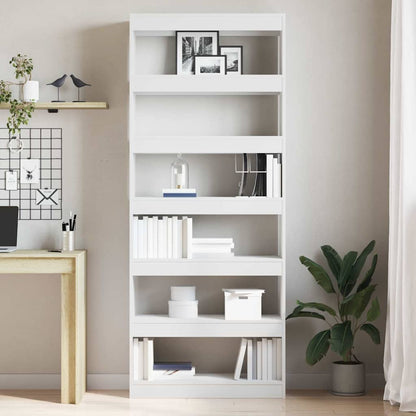 Book Cabinet 6-Tier 80 x 30 x 198 cm Engineered Wood White