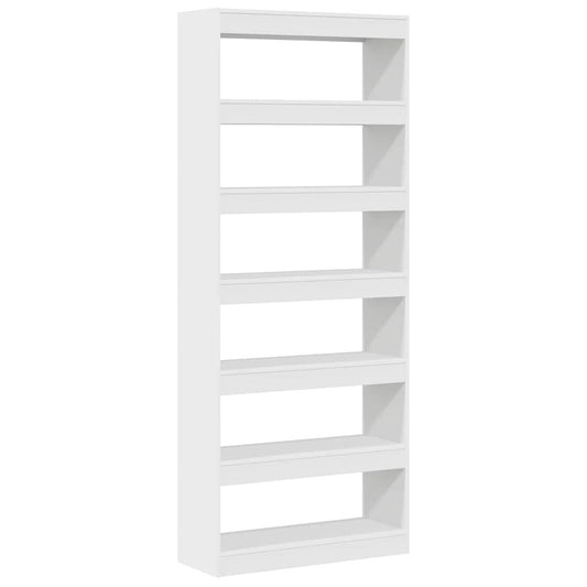 Book Cabinet 6-Tier 80 x 30 x 198 cm Engineered Wood White