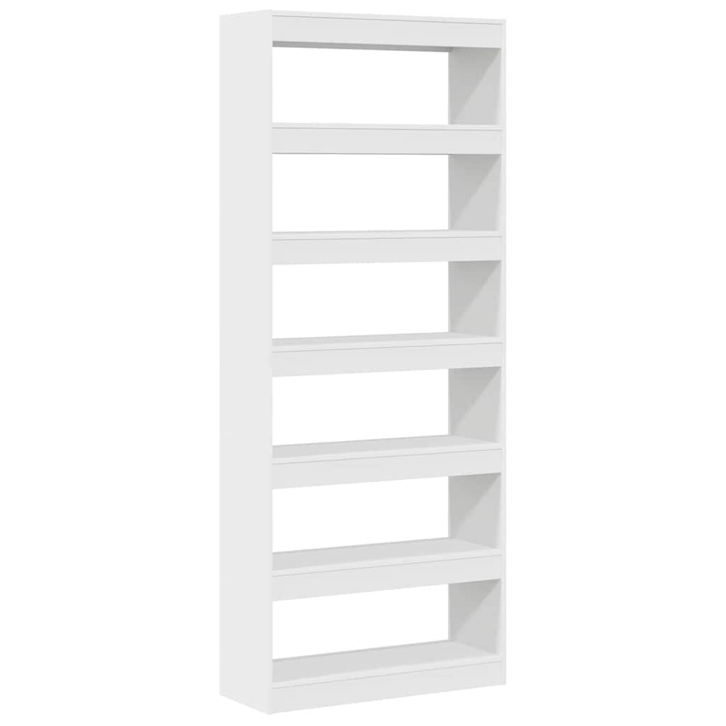 Book Cabinet 6-Tier 80 x 30 x 198 cm Engineered Wood White