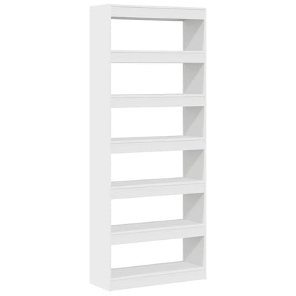 Book Cabinet 6-Tier 80 x 30 x 198 cm Engineered Wood White