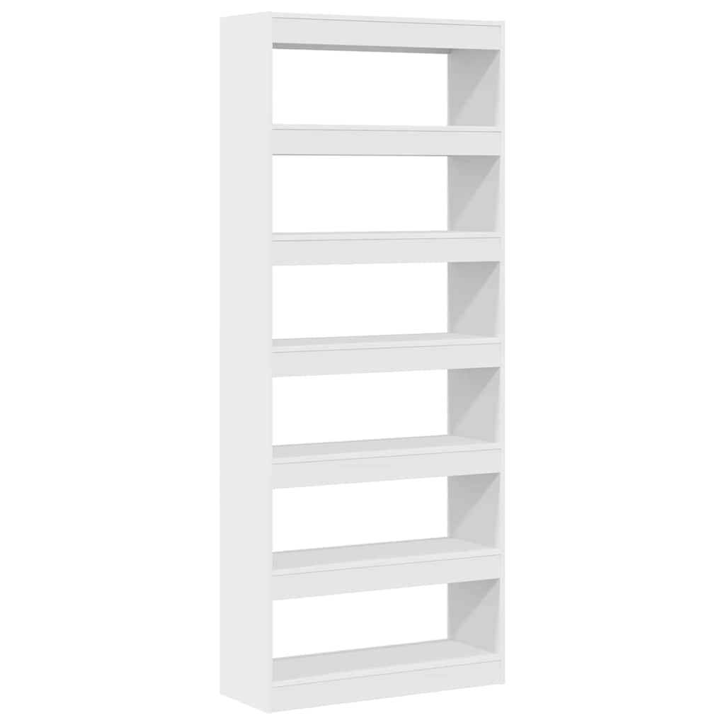Book Cabinet 6-Tier 80 x 30 x 198 cm Engineered Wood White