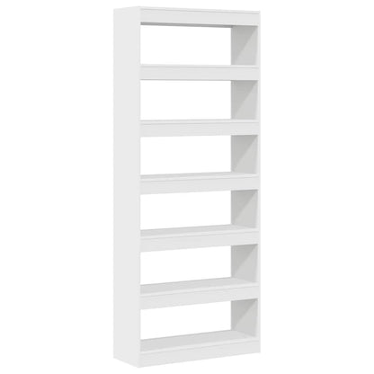 Book Cabinet 6-Tier 80 x 30 x 198 cm Engineered Wood White