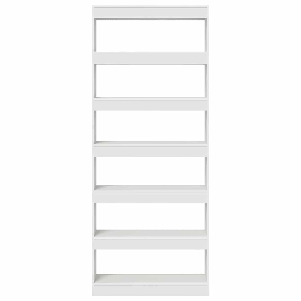 Book Cabinet 6-Tier 80 x 30 x 198 cm Engineered Wood White