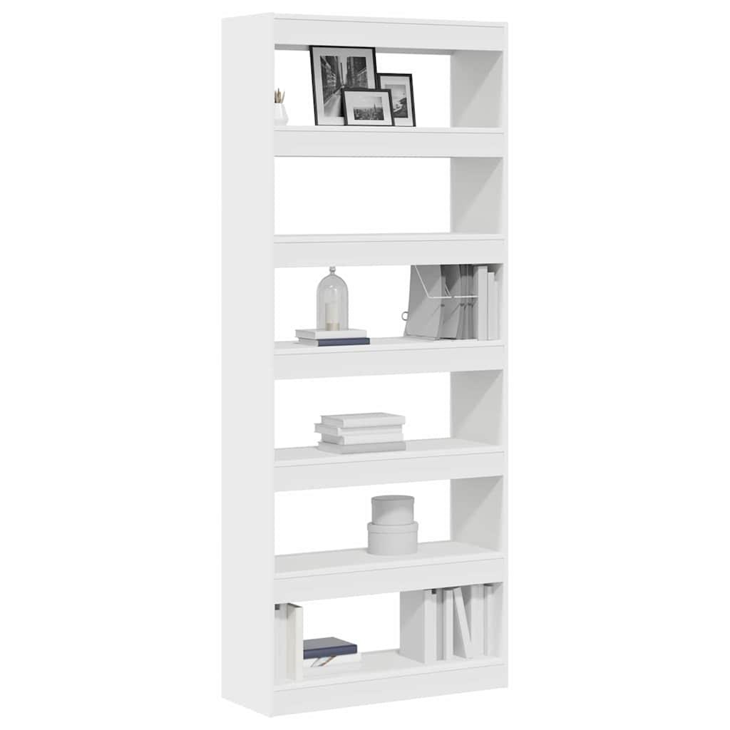 Book Cabinet 6-Tier 80 x 30 x 198 cm Engineered Wood White
