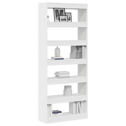Book Cabinet 6-Tier 80 x 30 x 198 cm Engineered Wood White