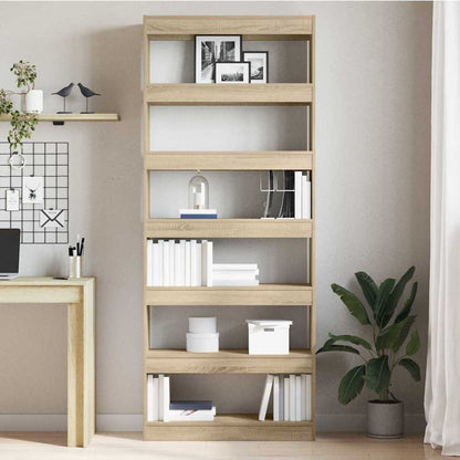 Book Cabinet 6-Tier 80 x 30 x 198 cm Engineered Wood Sonoma Oak