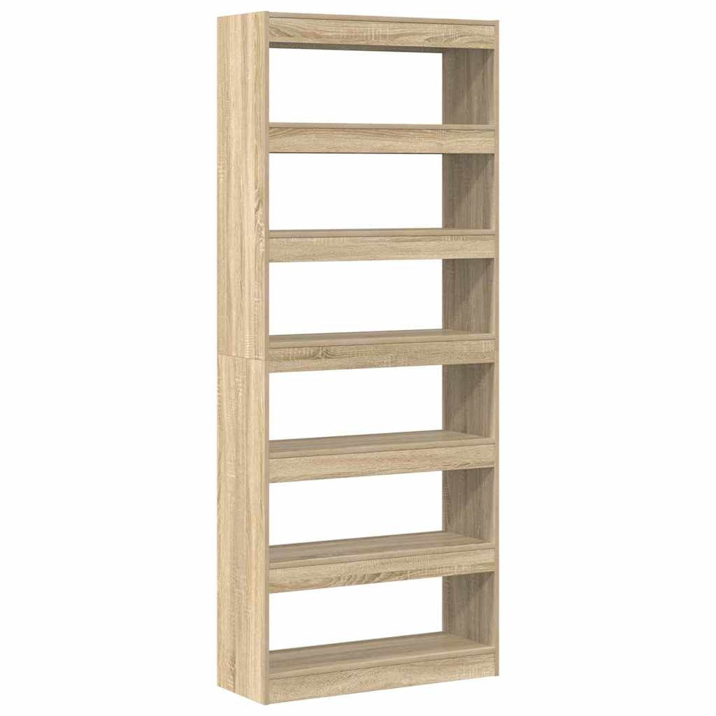 Book Cabinet 6-Tier 80 x 30 x 198 cm Engineered Wood Sonoma Oak