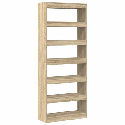 Book Cabinet 6-Tier 80 x 30 x 198 cm Engineered Wood Sonoma Oak