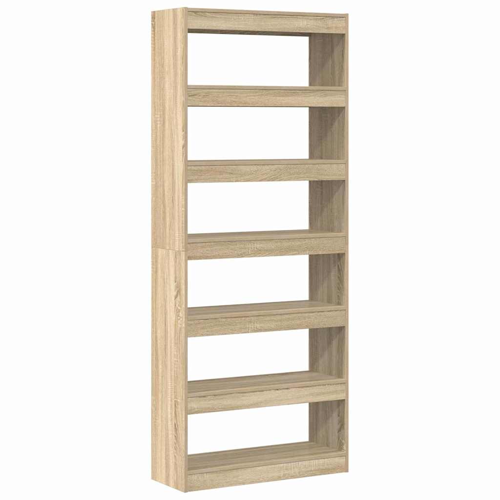 Book Cabinet 6-Tier 80 x 30 x 198 cm Engineered Wood Sonoma Oak