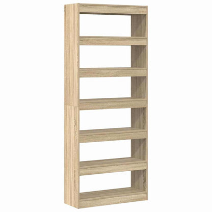 Book Cabinet 6-Tier 80 x 30 x 198 cm Engineered Wood Sonoma Oak