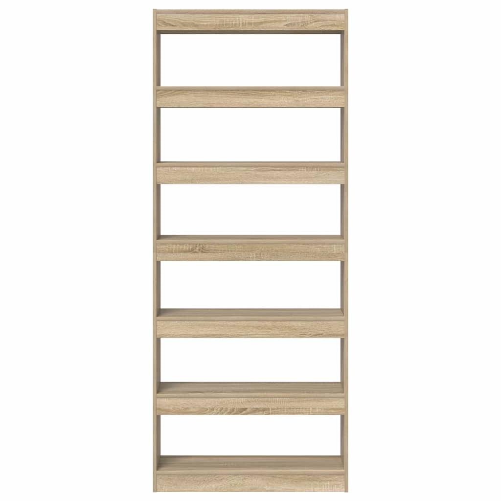 Book Cabinet 6-Tier 80 x 30 x 198 cm Engineered Wood Sonoma Oak