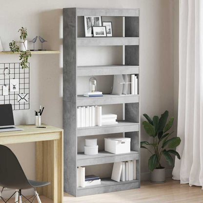 Book Cabinet Concrete Grey 80 x 30 x 198 cm Engineered Wood