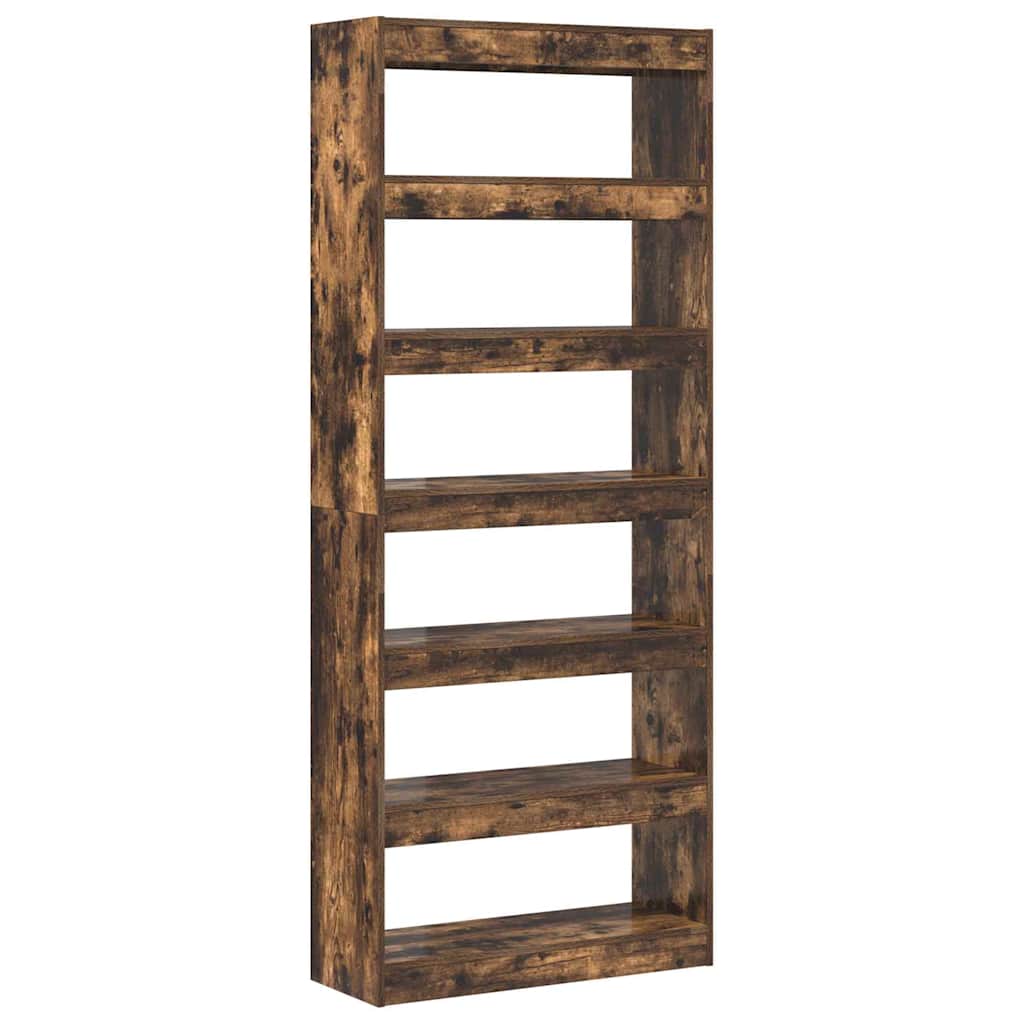 Book Cabinet 6-Tier 80 x 30 x 198 cm Engineered Wood Smoked Oak