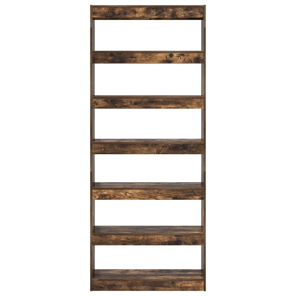Book Cabinet 6-Tier 80 x 30 x 198 cm Engineered Wood Smoked Oak