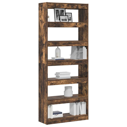 Book Cabinet 6-Tier 80 x 30 x 198 cm Engineered Wood Smoked Oak