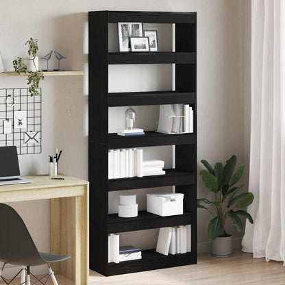 Book Cabinet 6-Tier 80 x 30 x 198 cm Engineered Wood Black Oak