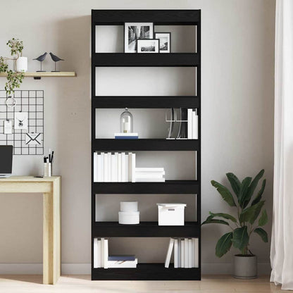 Book Cabinet 6-Tier 80 x 30 x 198 cm Engineered Wood Black Oak