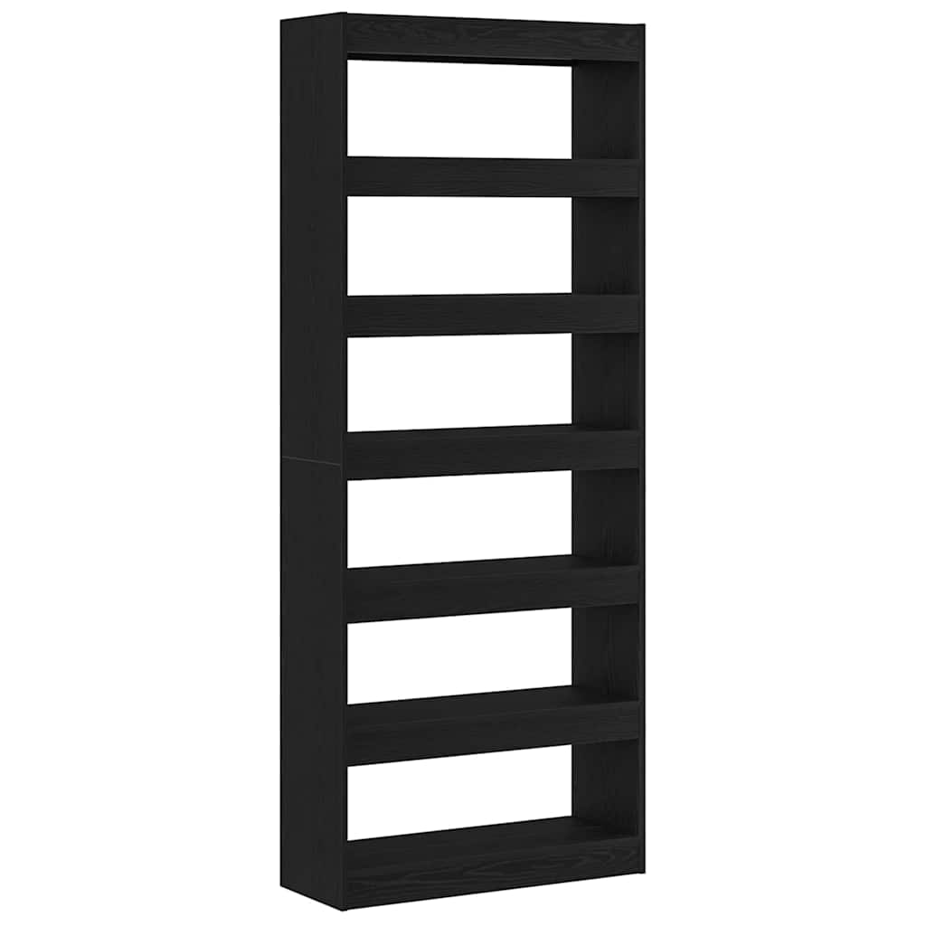 Book Cabinet 6-Tier 80 x 30 x 198 cm Engineered Wood Black Oak