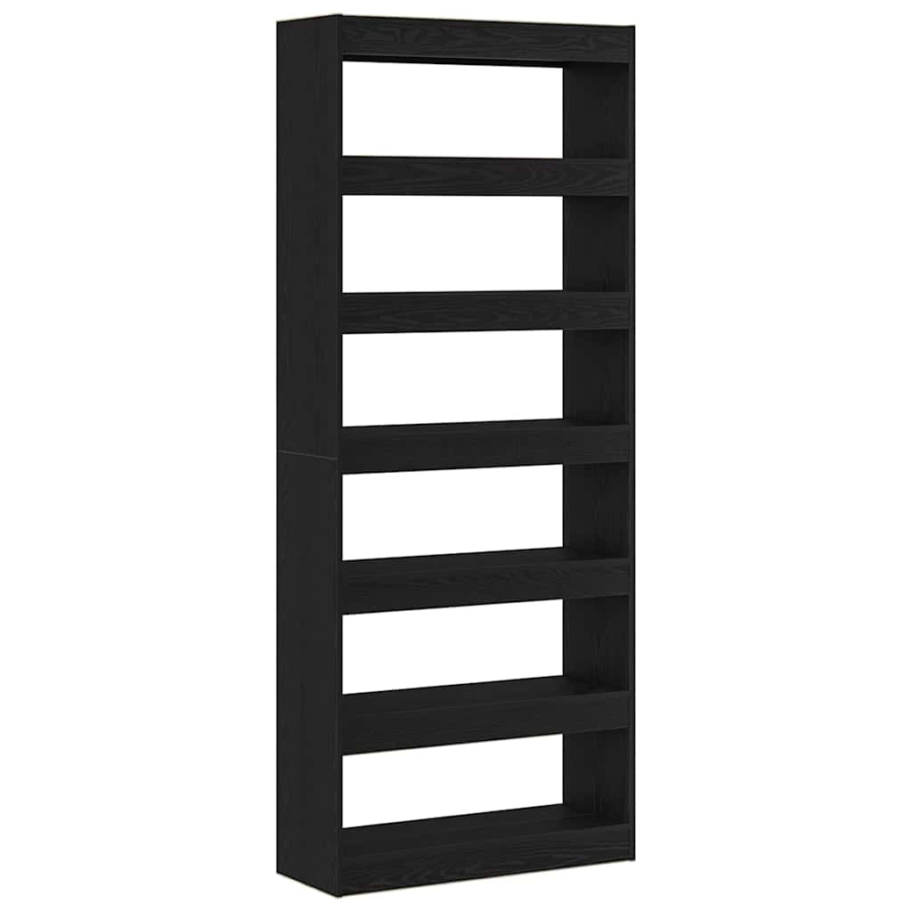 Book Cabinet 6-Tier 80 x 30 x 198 cm Engineered Wood Black Oak
