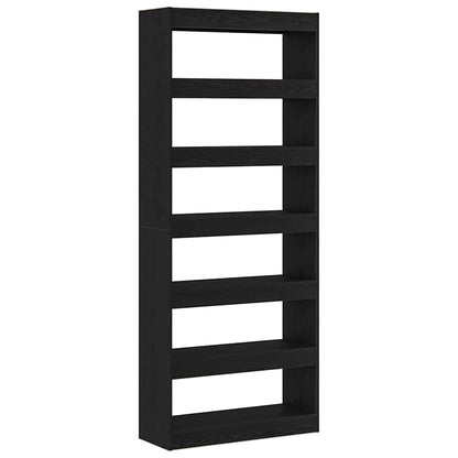 Book Cabinet 6-Tier 80 x 30 x 198 cm Engineered Wood Black Oak