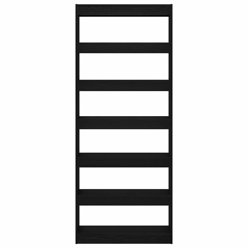 Book Cabinet 6-Tier 80 x 30 x 198 cm Engineered Wood Black Oak