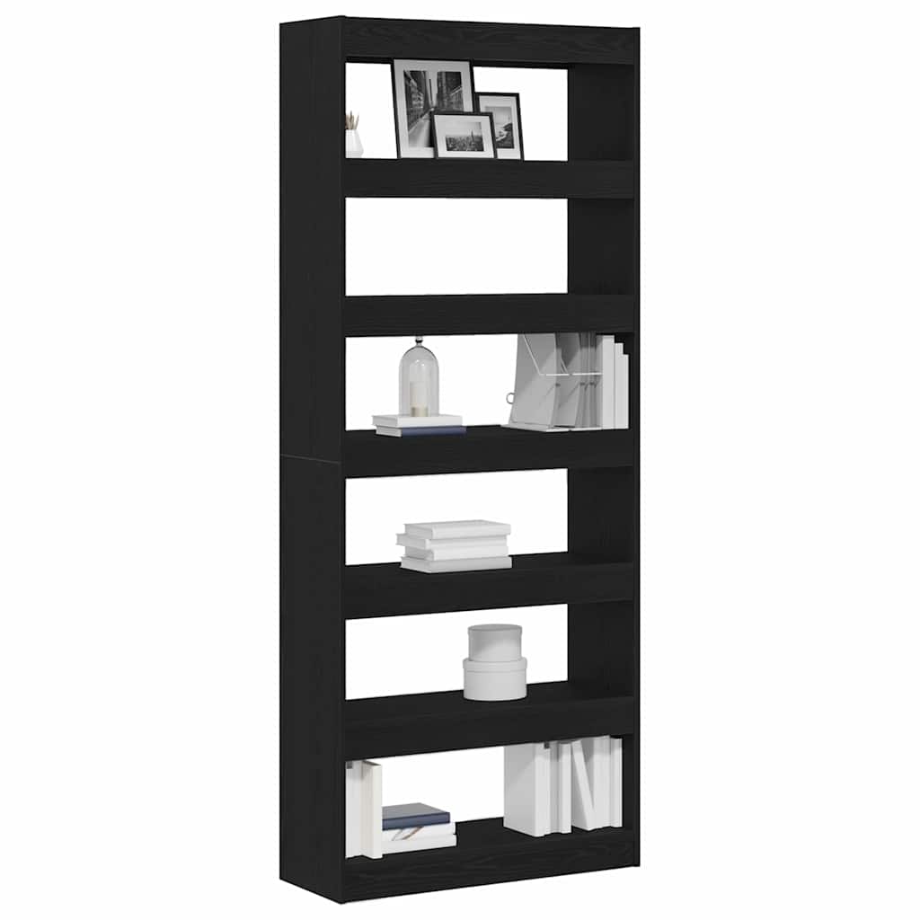 Book Cabinet 6-Tier 80 x 30 x 198 cm Engineered Wood Black Oak