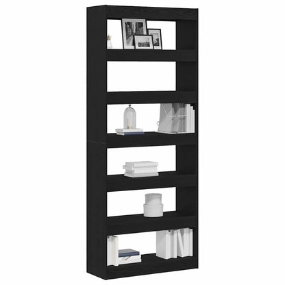 Book Cabinet 6-Tier 80 x 30 x 198 cm Engineered Wood Black Oak