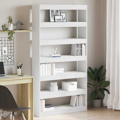 Book Cabinet 6-Tier 100 x 30 x 198 cm Engineered Wood White