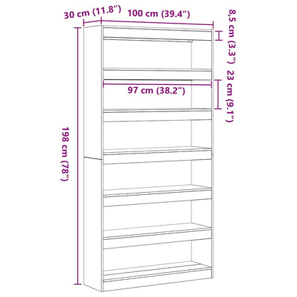 Book Cabinet 6-Tier 100 x 30 x 198 cm Engineered Wood White