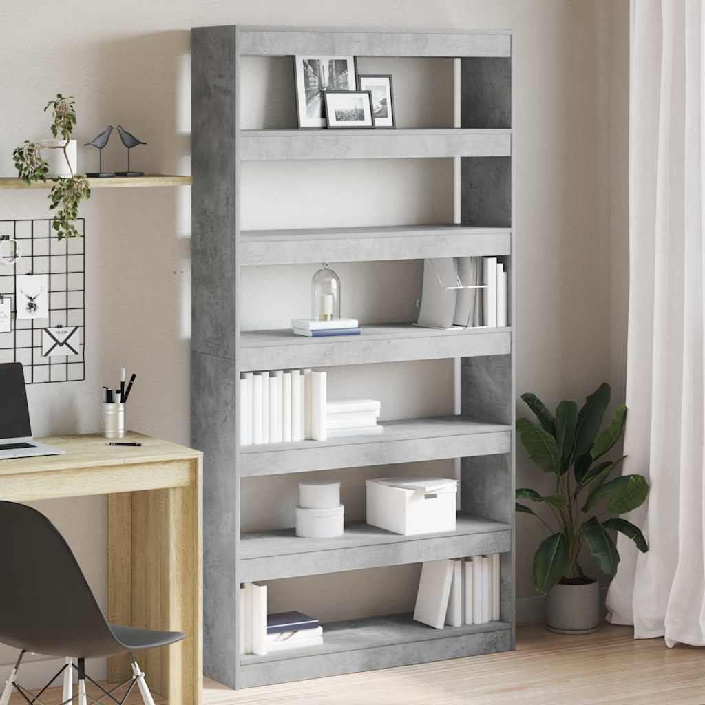 Book Cabinet Concrete Grey 100 x 30 x 198 cm Engineered Wood