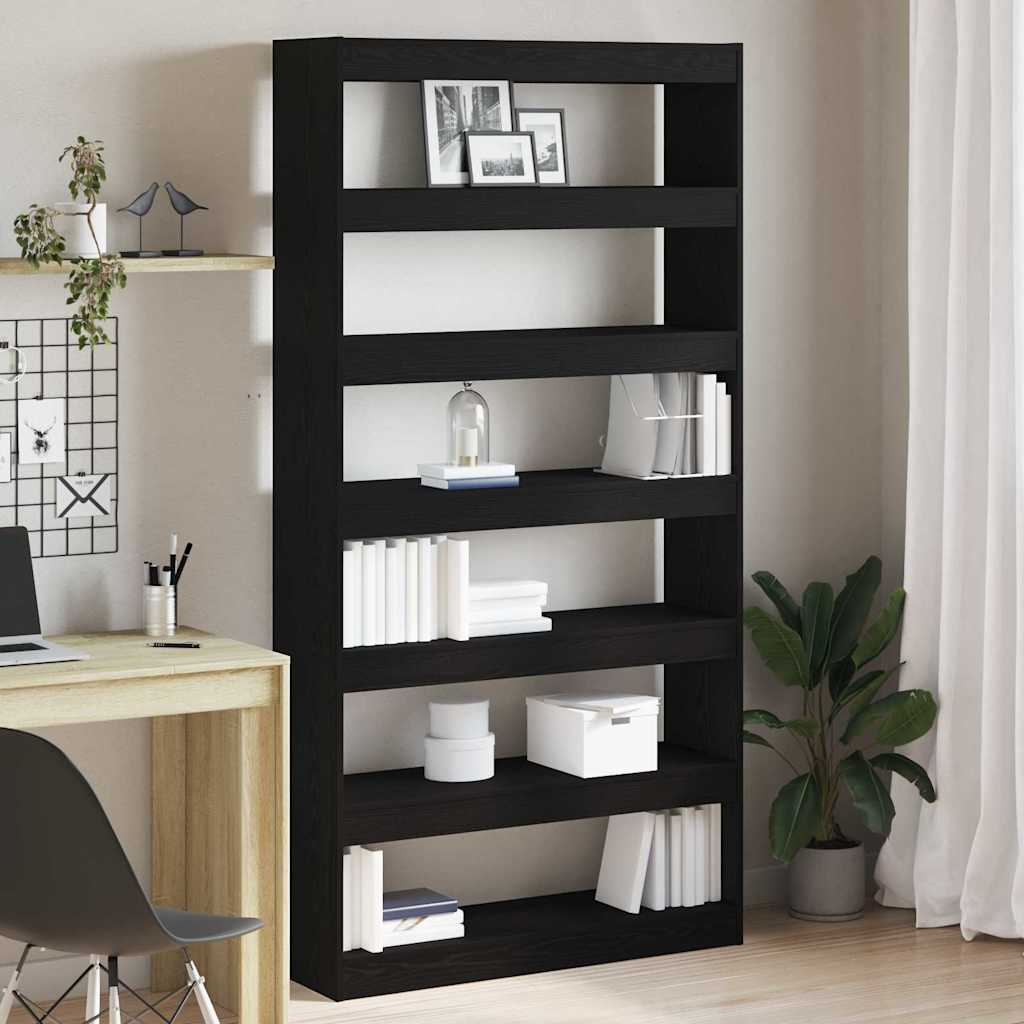 Book Cabinet Black Oak 100 x 30 x 198 cm Engineered Wood