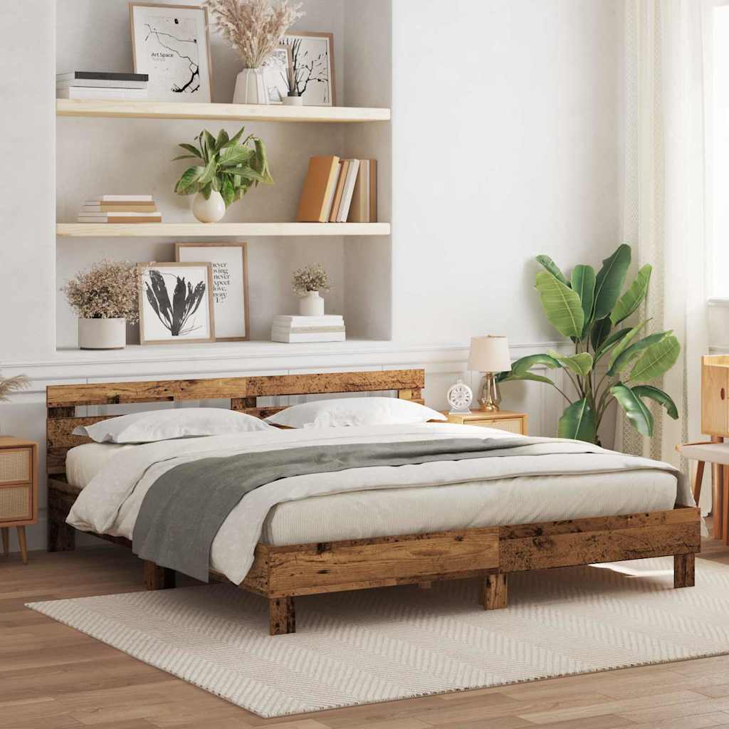 Bed Frame with Headboard Old Wood 180 x 200 cm Engineered Wood