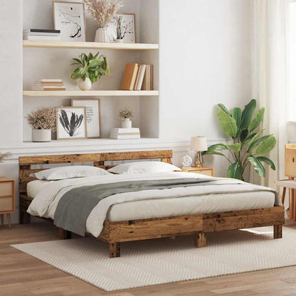 Bed Frame with Headboard Old Wood 180 x 200 cm Engineered Wood