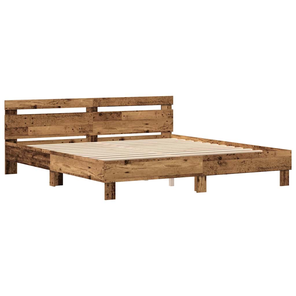 Bed Frame with Headboard Old Wood 180 x 200 cm Engineered Wood