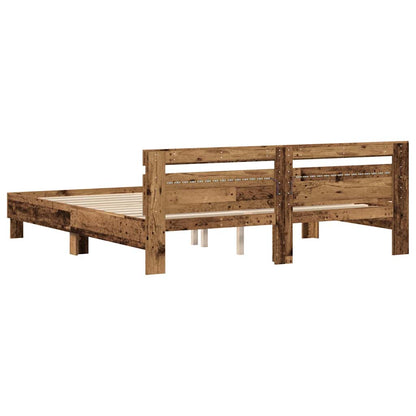 Bed Frame with Headboard Old Wood 180 x 200 cm Engineered Wood