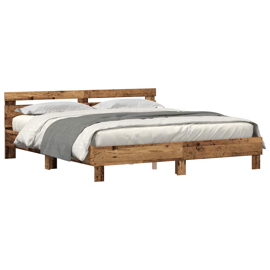 Bed Frame with Headboard Old Wood 180 x 200 cm Engineered Wood