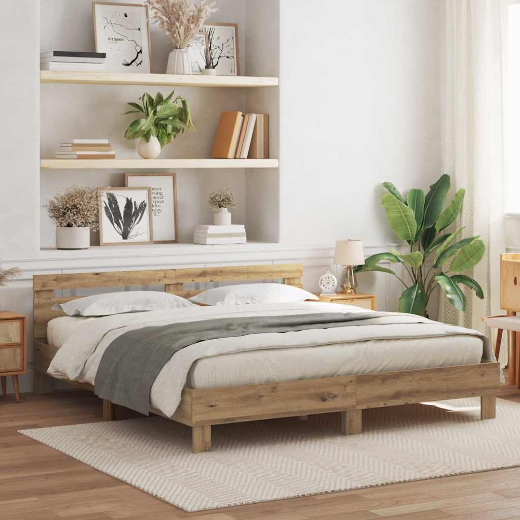 Bed Frame Artisan Oak 180 x 200 cm Engineered Wood