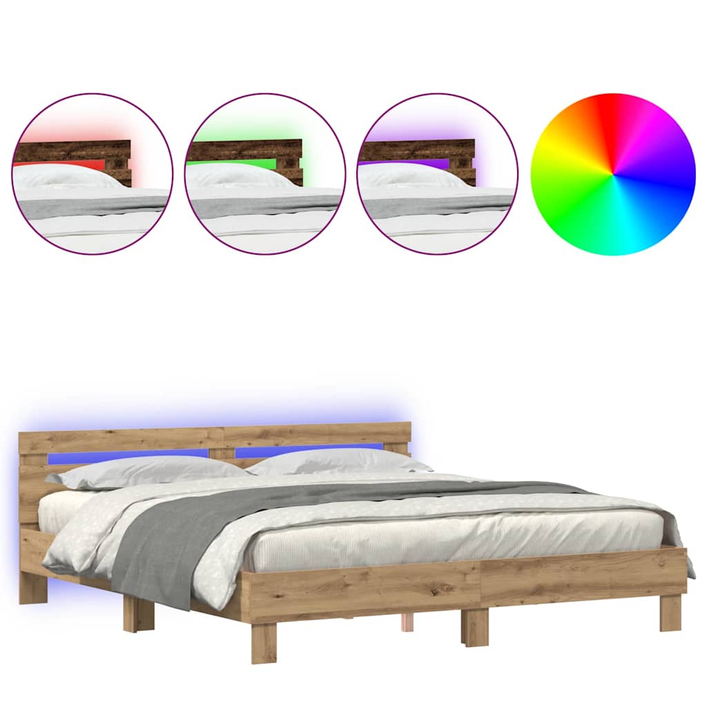 Bed Frame Artisan Oak 180 x 200 cm Engineered Wood