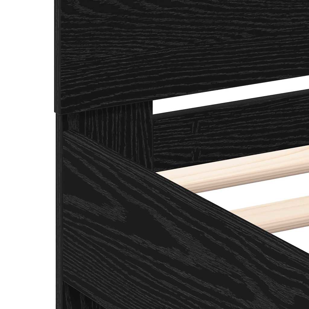 Bed Frame with Headboard Black Oak 180 x 200 cm Engineered Wood