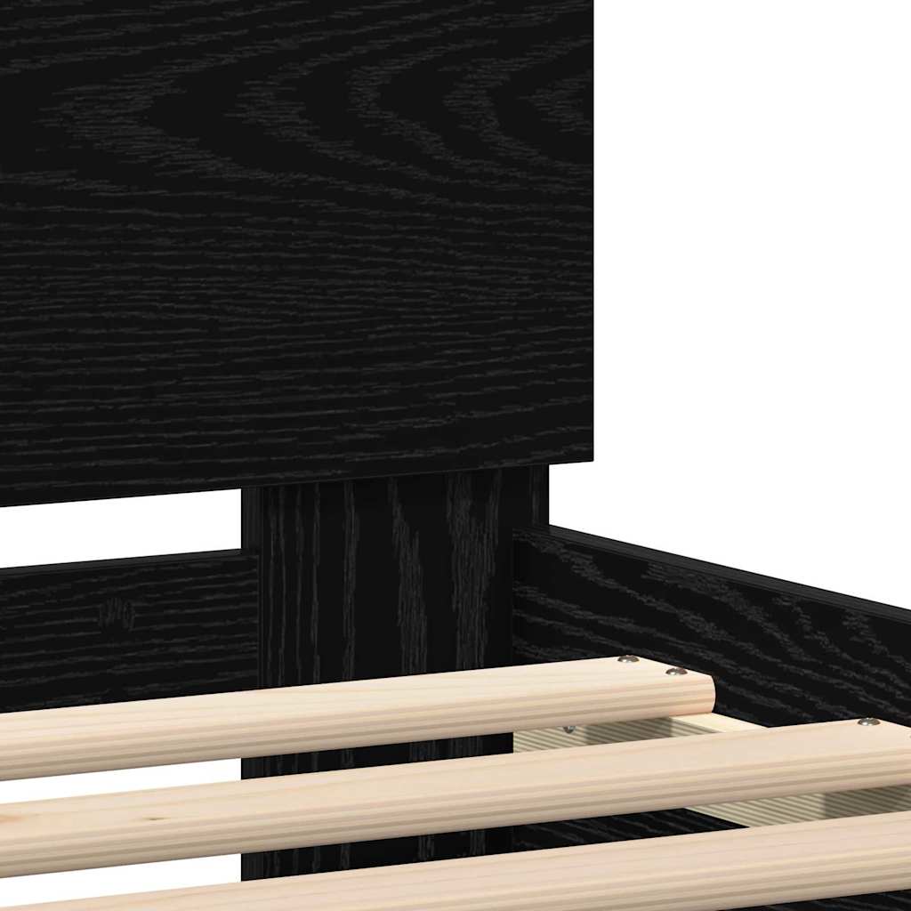 Bed Frame with Headboard Black Oak 180 x 200 cm Engineered Wood