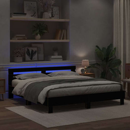 Bed Frame with Headboard Black Oak 180 x 200 cm Engineered Wood