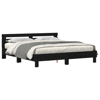 Bed Frame with Headboard Black Oak 180 x 200 cm Engineered Wood