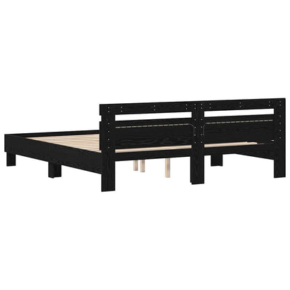 Bed Frame with Headboard Black Oak 180 x 200 cm Engineered Wood