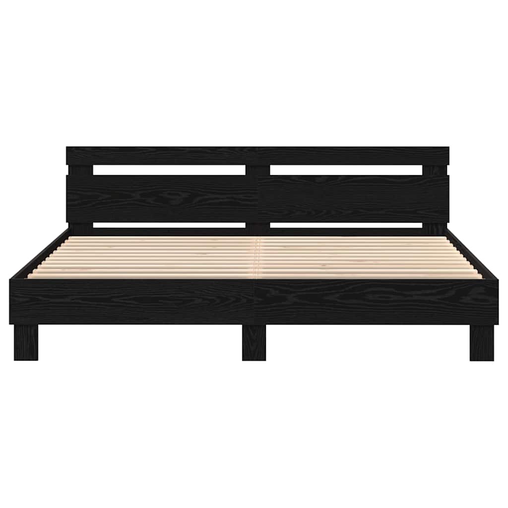 Bed Frame with Headboard Black Oak 180 x 200 cm Engineered Wood