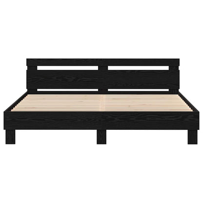 Bed Frame with Headboard Black Oak 180 x 200 cm Engineered Wood