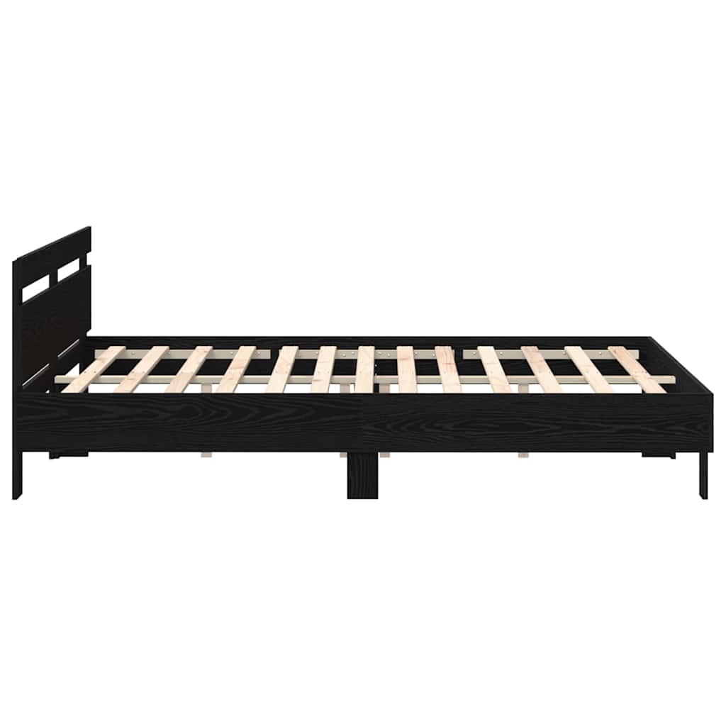 Bed Frame with Headboard Black Oak 180 x 200 cm Engineered Wood