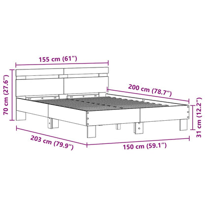 Bed Frame with LED Black Oak 150 x 200 cm Engineered Wood