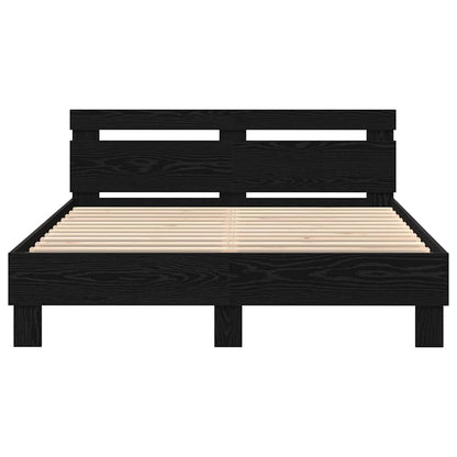 Bed Frame with LED Black Oak 140 x 190 cm Engineered Wood